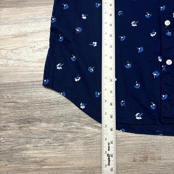 Bonobos Navy Blue White Mens L Slim Fit Floral Pattern Long Sleeve Button Shirt - Picture 8 of 9